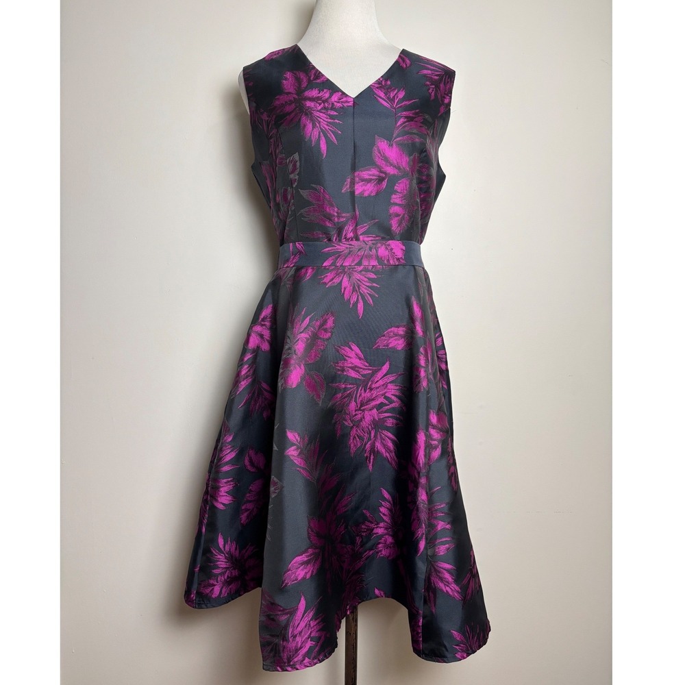 Spanner Womens Cocktail Dress Small Floral Jacquard Fit & Flare Party Wedding